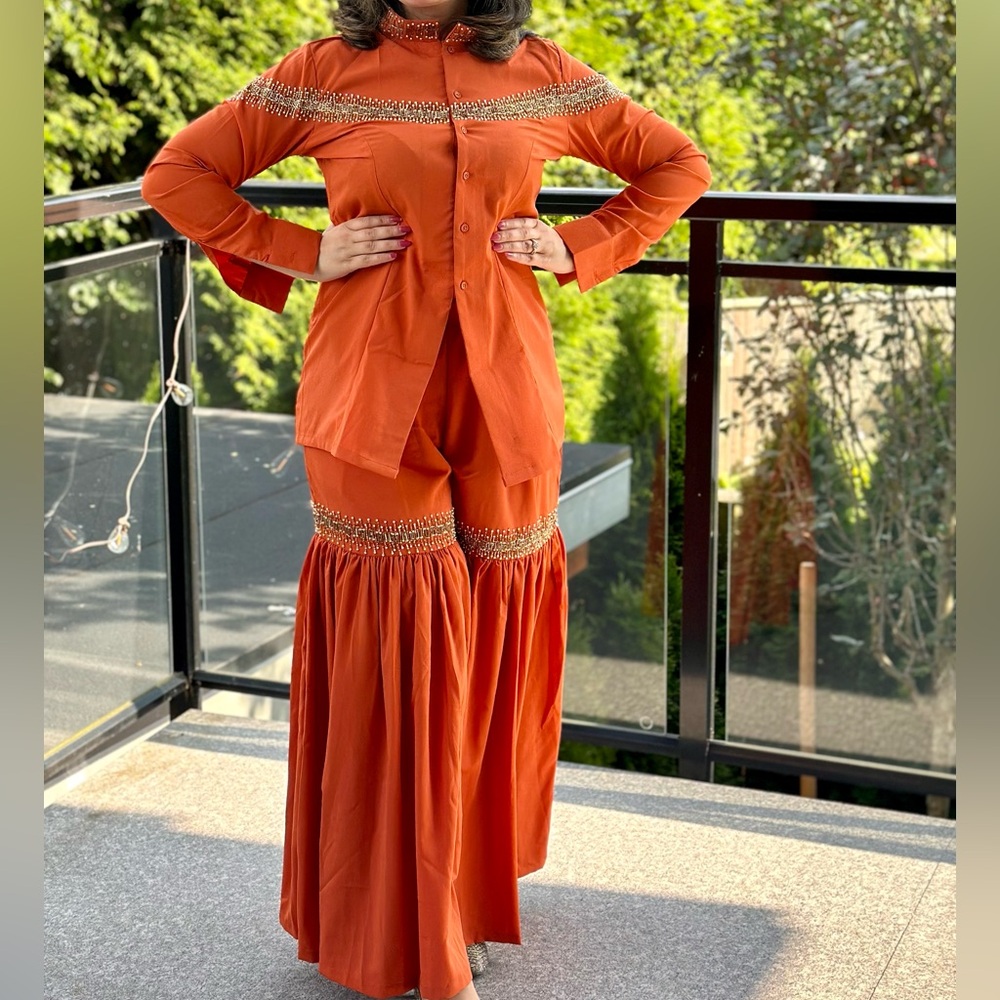 2pc Indo Western Garara party wear. Hand Embroidered. Indian wear.